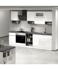 Web Furniture Cucina componibile lineare 256cm Bianco e Grigio moderna