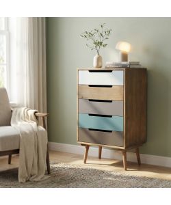 Cosma Cassettiere Darwin - Mobiletto 5 Cassetti Multicolor 45x36,5 cm