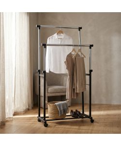 Cosma Stand Appendiabiti Doppio Nero in Metallo Regolabile 85x44 cm
