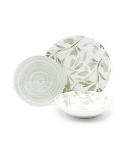 Casa Milano Servizio 18 Piatti Flower Verde in Porcellana per 6 Persone