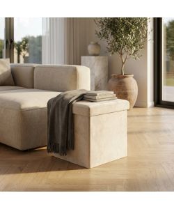 Cosma Pouf Contenitore Quadrato Velluto Beige 38x38x38 cm