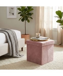 Cosma Pouf Contenitore Quadrato Velluto Rosa 38x38x38 cm