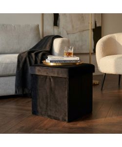 Cosma Pouf Contenitore Quadrato Velluto Nero 38x38x38 cm