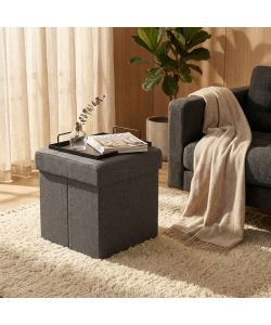 Cosma Pouf Contenitore Quadrato Grigio Scuro 38x38x40 cm Stoffa