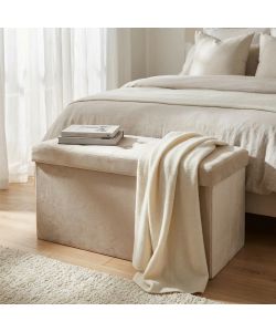Cosma Pouf Contenitore Rettangolare Beige in Velluto 76x38x38 cm