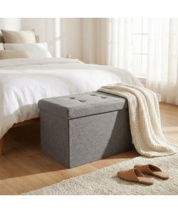 Cosma Pouf Contenitore Rettangolare in Tessuto Grigio 76x38x38 cm