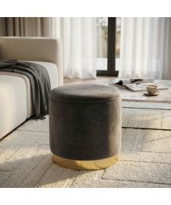 Cosma Pouf Contenitore Rotondo Velluto Grigio Scuro diam. 37 x 40 cm