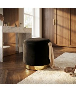 Cosma Pouf Contenitore Rotondo Velluto Nero 37x40 cm Elegante e Funzionale