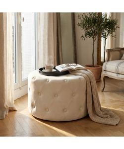 Cosma Pouf Rotondo Beige 68 cm Morbido in Velluto Decorativo