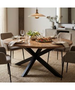 Cosma Tavolo Ovale Colton 220 x 120 cm Marrone in Acacia e Metallo