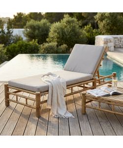 Cosma Lettino in bamboo marrone 210x80x36cm con cuscino rettangolare