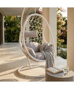 Cosma Dondolo Capraia in Wicker Grigio/Bianco 195x93x122 cm Ovale