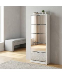 Cosma Scarpiera Susie Bianca con Specchio 5 Ante Dimensioni 60x24x180 cm