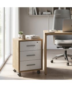 Cosma Mobile 3 Cassetti su Ruote Noce Stelvio e Bianco 51x41x71 cm