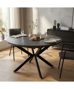 Cosma Tavolo Rotondo Allungabile Antracite Effetto Legno 120/160 cm