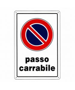 Cartello Passo Carrabile 20X 30 Plastica