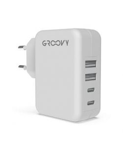 Tinta Unita Spina Muro 2 USB + 2 USB-C 4,8A Design Compatto C01