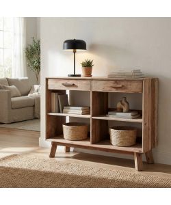 Cosma Mobile Soggiorno Basso Marrone in Pino Riciclato 117,8x40x85 cm