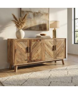 Cosma Credenza Vintage 4 Ante in Legno di Pino Marrone 180x85 cm