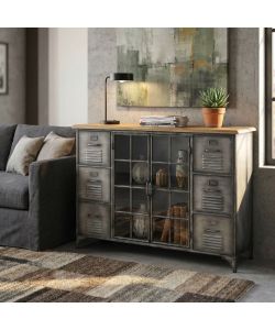Cosma Mobile Soggiorno in Legno e Acciaio 124,5x40,5x83 cm Antracite