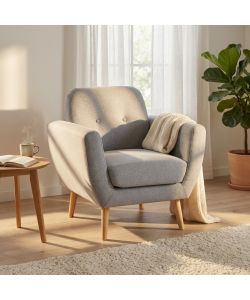 Cosma Poltrona Burton Grigio Chiaro in Tessuto 84x79x86 cm Moderna