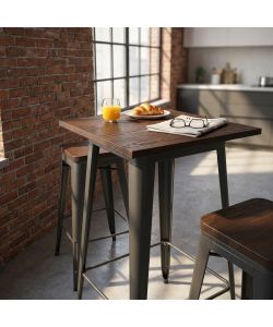 Cosma Tavolino Alto Pordoi 60x60 cm Antracite Legno e Acciaio Fisso