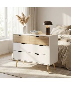 Cosma Cassettiera 4 Cassetti in Legno Bianco 99x39x82 cm - Mobile Terence