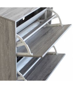Cosma Scarpiera 3 Ante in Legno Grigio Chiaro 60x24x115 cm Salvaspazio