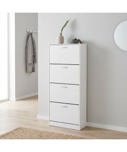 Cosma Scarpiera Salvaspazio 4 Ante Legno Bianca 60x24x150 cm