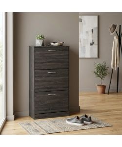 Cosma Scarpiera Vicky Grigio Scuro 3 Ante in Legno 60x24x115 cm