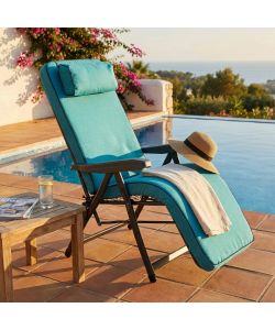 Cosma Poltrona Relax Azzurra Pieghevole Imbottita 155x60x60 cm