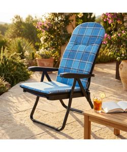 Cosma Sdraio Cipro Carrello Blu Scozzese 155x60x60cm - Relax Esterno