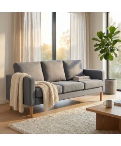 Cosma Divano 3 posti Ramsey in Tessuto Grigio Chiaro 180x73x82 cm