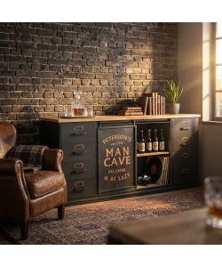 Cosma Mobile Soggiorno Basso Stile Industriale Nero e Marrone 164,5 cm