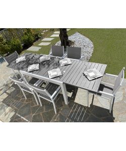 Giardini di Maggio Tavolo Azalea - Bianco Grigio - 135/270x90 cm