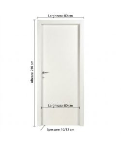 Porta Battente Bianco 210x80 cm Reversibile con Telaio MDF