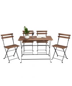 Set tavolino e quattro sedie da giardino modello Bistrot nero