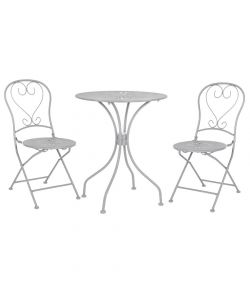 Set da giardino grigio 2 sedie pieghevoli 1 tavolino rotondo - Deco