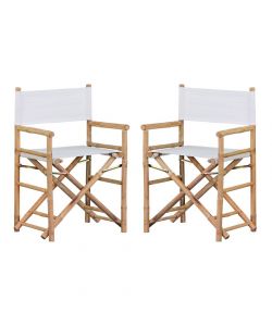 Set 2 sedie da regista in bamb e tessuto bianco