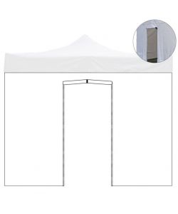 Telo laterale 6x2mt bianco impermeabile con porta avvolgibile per gazebo richiudibile 3x6mt