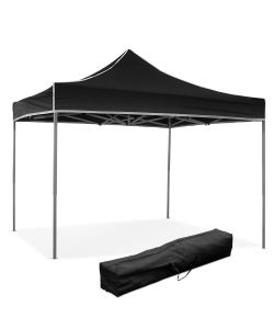 Gazebo richiudibile pieghevole 3 X 3 Nero ricoperto in PVC impermeabile