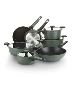 Batteria Pentole Corredo - Set Completo Verde Antiaderente 11 Pezzi