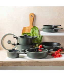 Batteria Pentole Corredo - Set Completo Verde Antiaderente 11 Pezzi