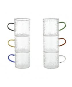 Kasanova Set 6 Tazze Caff� 100 ml Vetro Borosilicato Multicolore Elegante