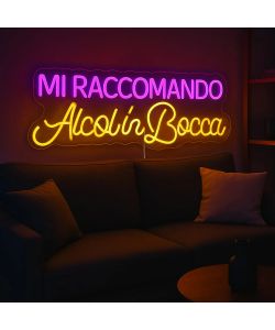 Insegna Luminosa LED - Alcol in Bocca - Neon Multicolore 65x23,4 cm