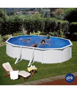 Gre Piscina fuori terra ovale bianca 610x375 cm h 120 cm con accessori