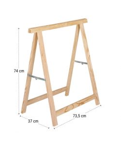 Astigarraga Cavalletto Pieghevole in Pino Grezzo - 73,5 x 37 x 74 cm