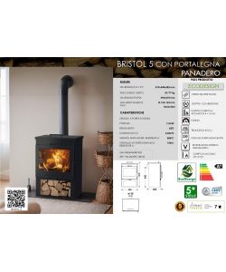 Stufa a legna Bristol 5S con portalegna Panadero 7,8 Kw