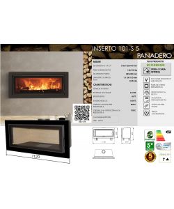 Inserto a legna 101 5S Non Ventilata Panadero 8,4 kW