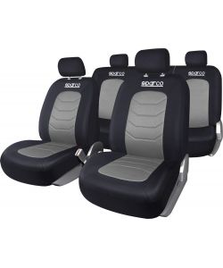 Set completo SPC1019 coprisedili auto universali nero e grigio righe